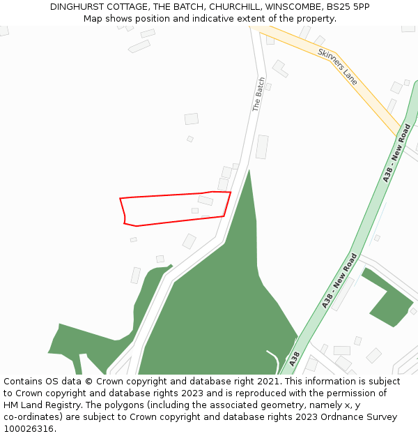 DINGHURST COTTAGE, THE BATCH, CHURCHILL, WINSCOMBE, BS25 5PP: Location map and indicative extent of plot