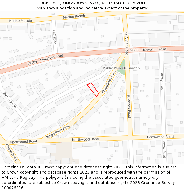 DINSDALE, KINGSDOWN PARK, WHITSTABLE, CT5 2DH: Location map and indicative extent of plot