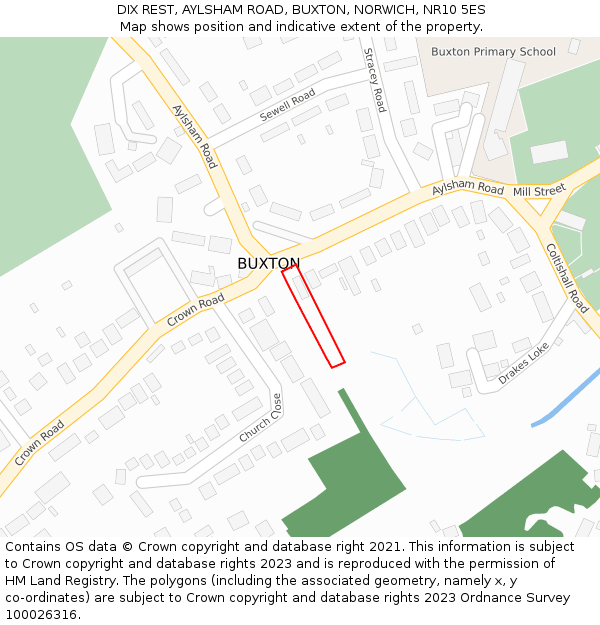 DIX REST, AYLSHAM ROAD, BUXTON, NORWICH, NR10 5ES: Location map and indicative extent of plot