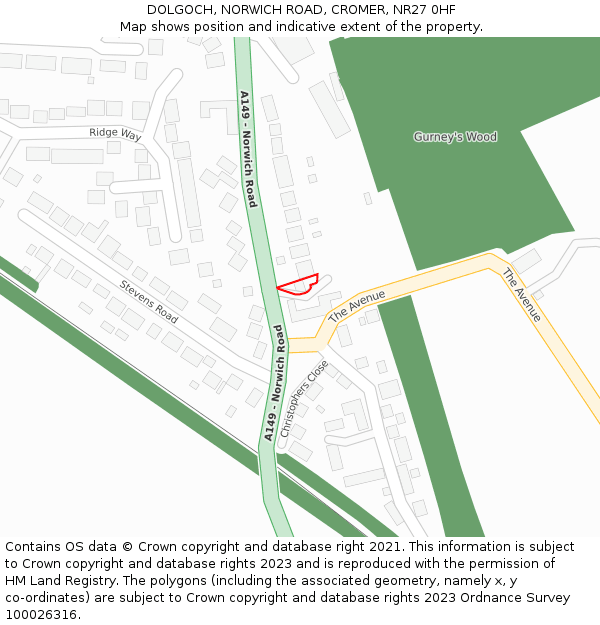 DOLGOCH, NORWICH ROAD, CROMER, NR27 0HF: Location map and indicative extent of plot