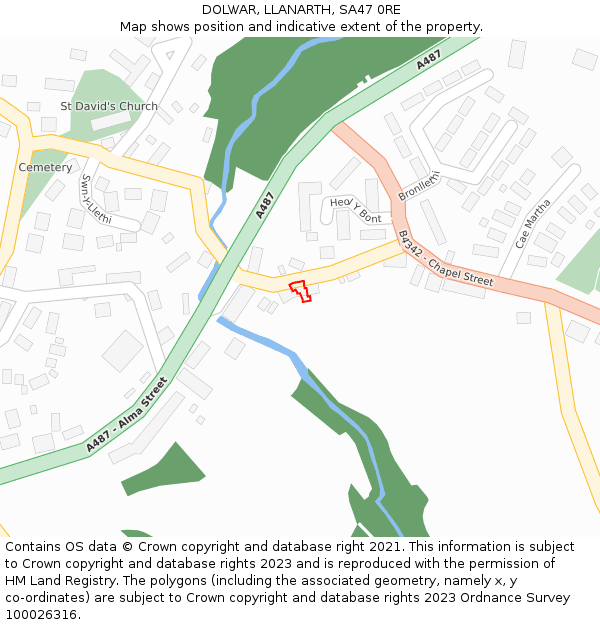 DOLWAR, LLANARTH, SA47 0RE: Location map and indicative extent of plot