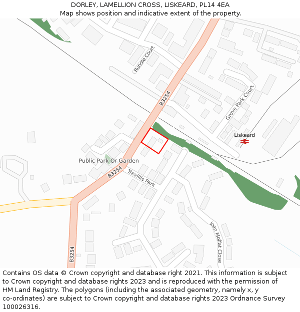 DORLEY, LAMELLION CROSS, LISKEARD, PL14 4EA: Location map and indicative extent of plot