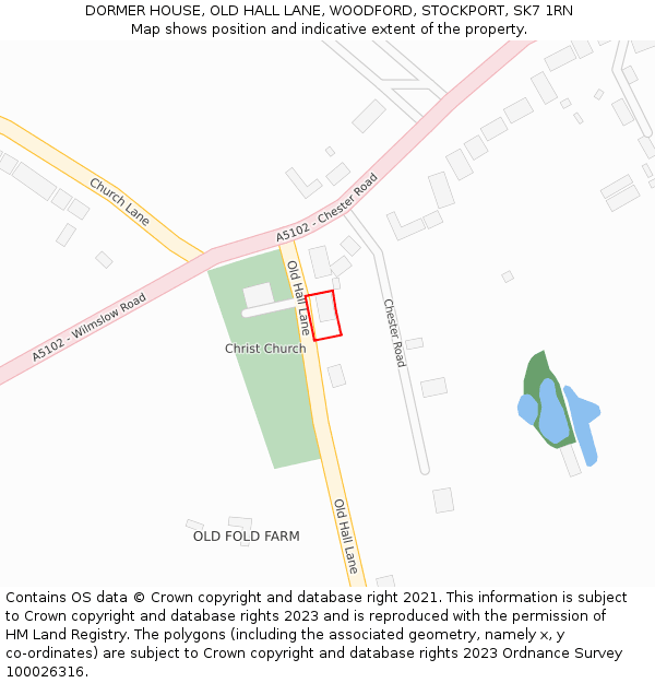 DORMER HOUSE, OLD HALL LANE, WOODFORD, STOCKPORT, SK7 1RN: Location map and indicative extent of plot