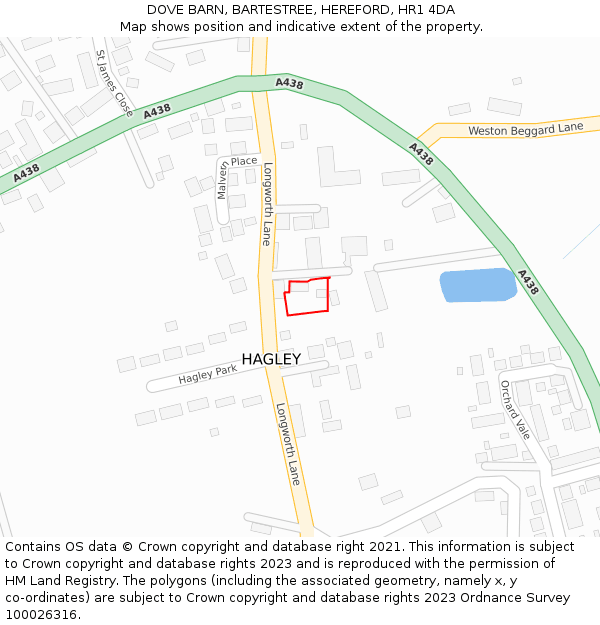 DOVE BARN, BARTESTREE, HEREFORD, HR1 4DA: Location map and indicative extent of plot