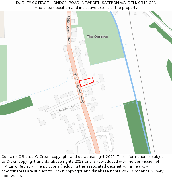 DUDLEY COTTAGE, LONDON ROAD, NEWPORT, SAFFRON WALDEN, CB11 3PN: Location map and indicative extent of plot