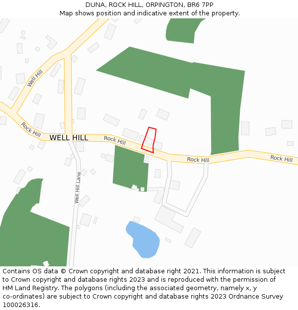 DUNA, ROCK HILL, ORPINGTON, BR6 7PP: Location map and indicative extent of plot