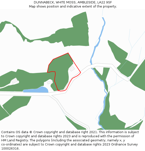 DUNNABECK, WHITE MOSS, AMBLESIDE, LA22 9SF: Location map and indicative extent of plot