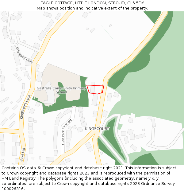 EAGLE COTTAGE, LITTLE LONDON, STROUD, GL5 5DY: Location map and indicative extent of plot