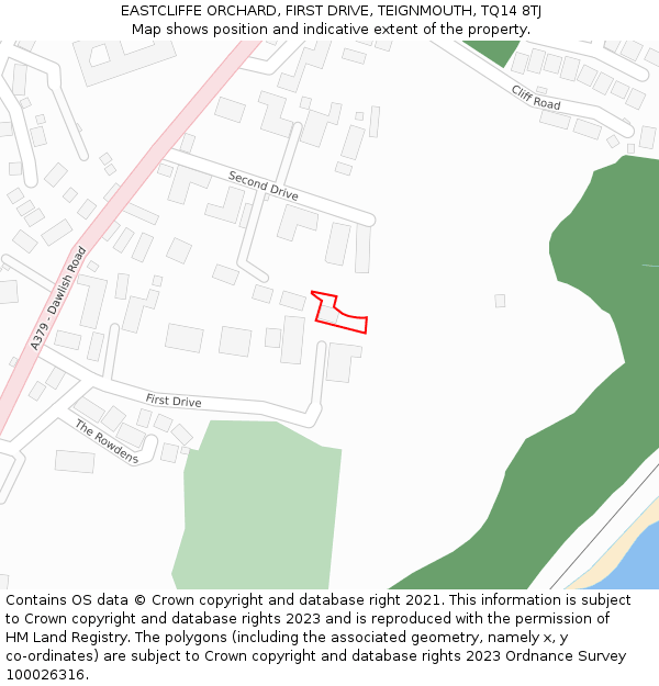 EASTCLIFFE ORCHARD, FIRST DRIVE, TEIGNMOUTH, TQ14 8TJ: Location map and indicative extent of plot