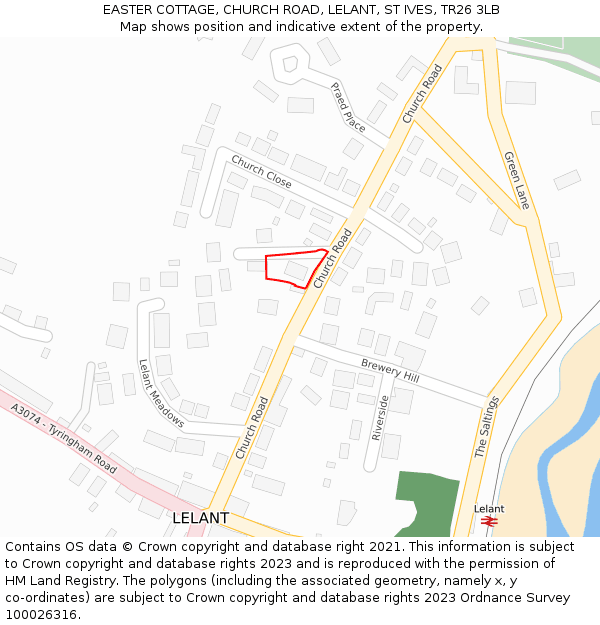 EASTER COTTAGE, CHURCH ROAD, LELANT, ST IVES, TR26 3LB: Location map and indicative extent of plot