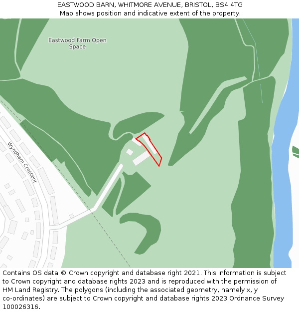 EASTWOOD BARN, WHITMORE AVENUE, BRISTOL, BS4 4TG: Location map and indicative extent of plot