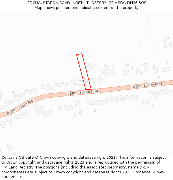 EDCHA, STATION ROAD, NORTH THORESBY, GRIMSBY, DN36 5QS: Location map and indicative extent of plot