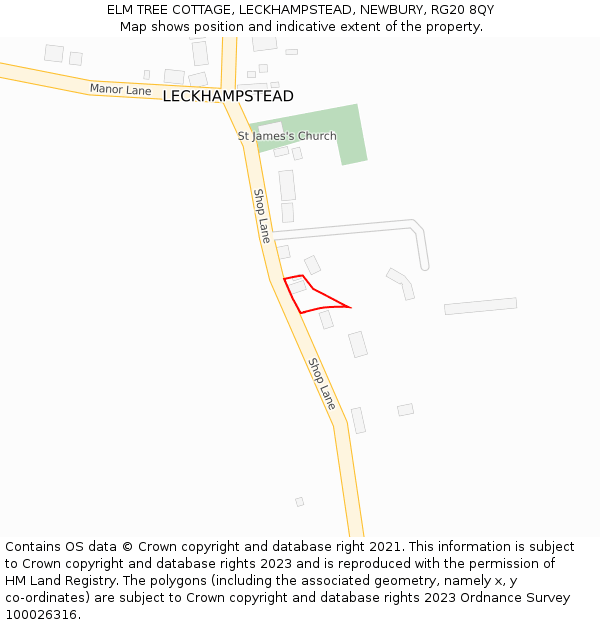 ELM TREE COTTAGE, LECKHAMPSTEAD, NEWBURY, RG20 8QY: Location map and indicative extent of plot