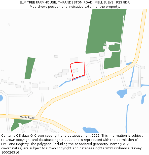 ELM TREE FARMHOUSE, THRANDESTON ROAD, MELLIS, EYE, IP23 8DR: Location map and indicative extent of plot