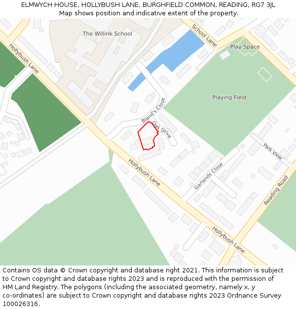 ELMWYCH HOUSE, HOLLYBUSH LANE, BURGHFIELD COMMON, READING, RG7 3JL: Location map and indicative extent of plot