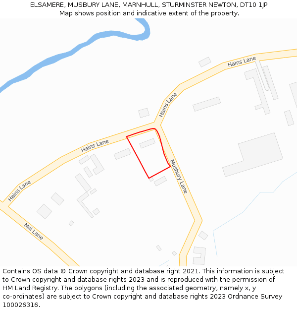 ELSAMERE, MUSBURY LANE, MARNHULL, STURMINSTER NEWTON, DT10 1JP: Location map and indicative extent of plot