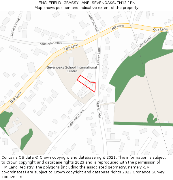 ENGLEFIELD, GRASSY LANE, SEVENOAKS, TN13 1PN: Location map and indicative extent of plot