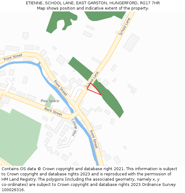 ETIENNE, SCHOOL LANE, EAST GARSTON, HUNGERFORD, RG17 7HR: Location map and indicative extent of plot