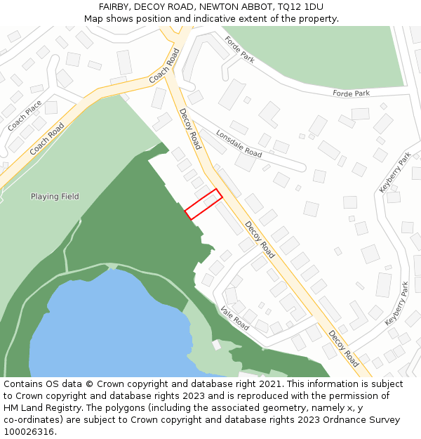 FAIRBY, DECOY ROAD, NEWTON ABBOT, TQ12 1DU: Location map and indicative extent of plot