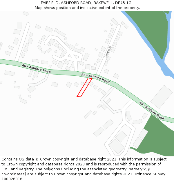 FAIRFIELD, ASHFORD ROAD, BAKEWELL, DE45 1GL: Location map and indicative extent of plot