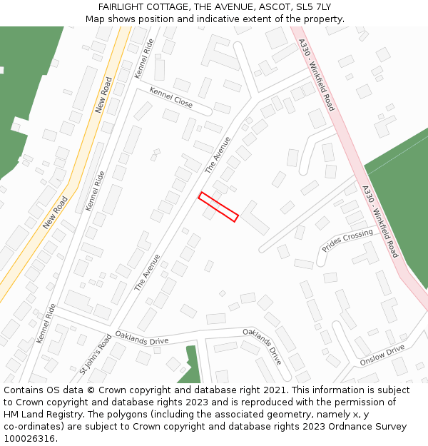 FAIRLIGHT COTTAGE, THE AVENUE, ASCOT, SL5 7LY: Location map and indicative extent of plot