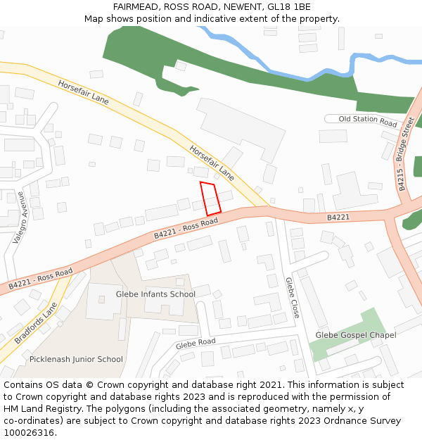 FAIRMEAD, ROSS ROAD, NEWENT, GL18 1BE: Location map and indicative extent of plot