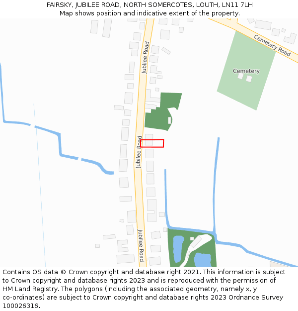 FAIRSKY, JUBILEE ROAD, NORTH SOMERCOTES, LOUTH, LN11 7LH: Location map and indicative extent of plot