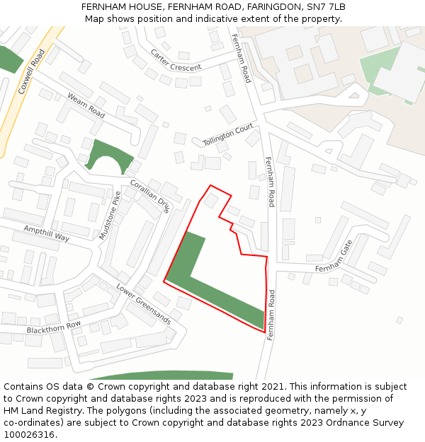 FERNHAM HOUSE, FERNHAM ROAD, FARINGDON, SN7 7LB: Location map and indicative extent of plot