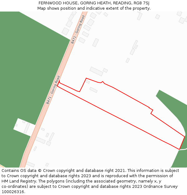 FERNWOOD HOUSE, GORING HEATH, READING, RG8 7SJ: Location map and indicative extent of plot