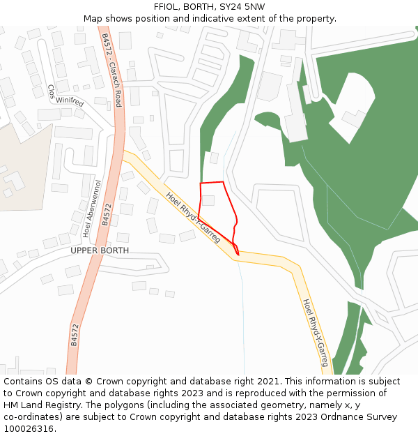 FFIOL, BORTH, SY24 5NW: Location map and indicative extent of plot