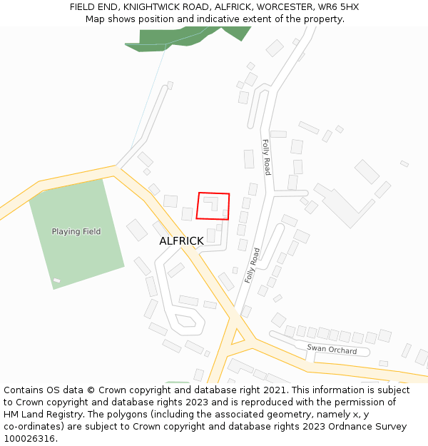 FIELD END, KNIGHTWICK ROAD, ALFRICK, WORCESTER, WR6 5HX: Location map and indicative extent of plot