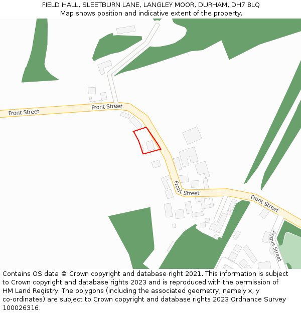 FIELD HALL, SLEETBURN LANE, LANGLEY MOOR, DURHAM, DH7 8LQ: Location map and indicative extent of plot