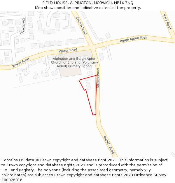 FIELD HOUSE, ALPINGTON, NORWICH, NR14 7NQ: Location map and indicative extent of plot