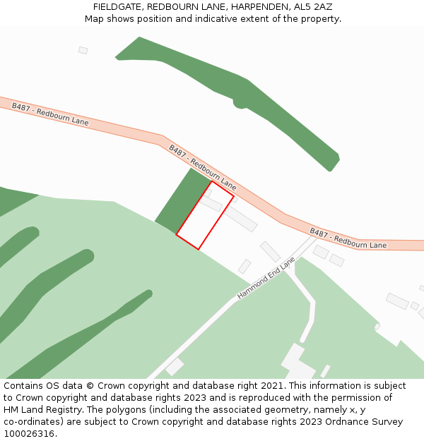 FIELDGATE, REDBOURN LANE, HARPENDEN, AL5 2AZ: Location map and indicative extent of plot