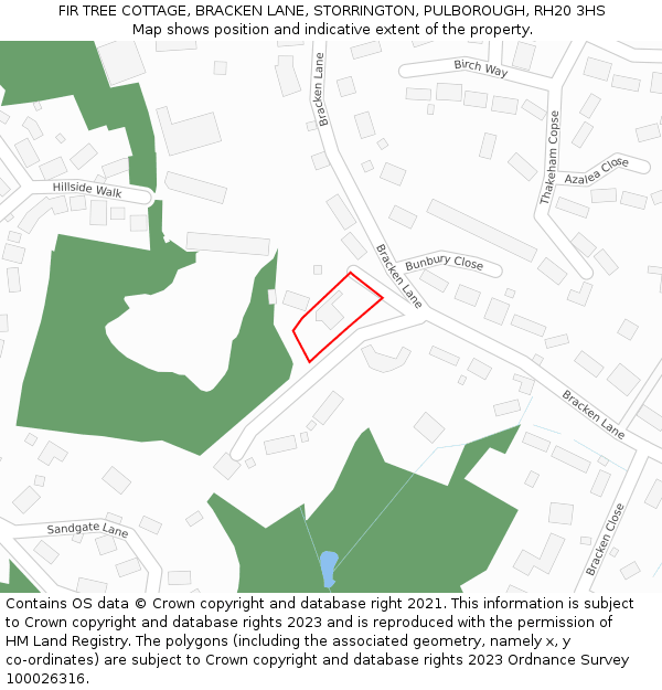 FIR TREE COTTAGE, BRACKEN LANE, STORRINGTON, PULBOROUGH, RH20 3HS: Location map and indicative extent of plot