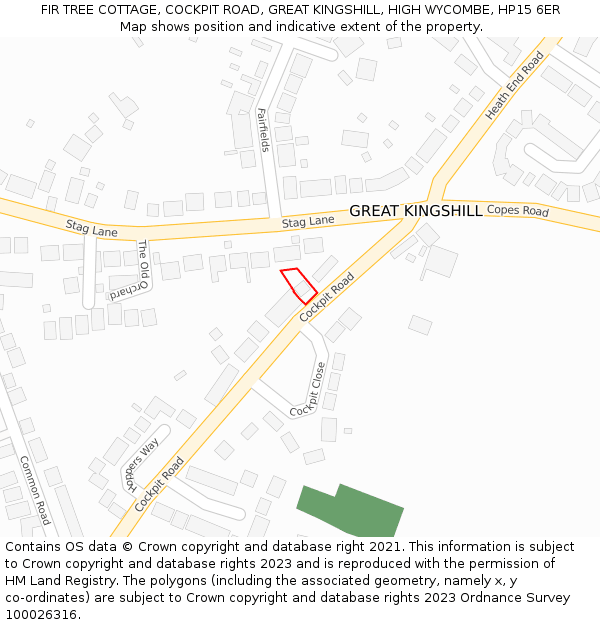 FIR TREE COTTAGE, COCKPIT ROAD, GREAT KINGSHILL, HIGH WYCOMBE, HP15 6ER: Location map and indicative extent of plot