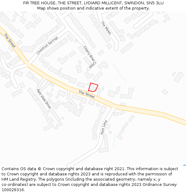 FIR TREE HOUSE, THE STREET, LYDIARD MILLICENT, SWINDON, SN5 3LU: Location map and indicative extent of plot