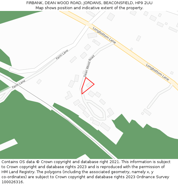 FIRBANK, DEAN WOOD ROAD, JORDANS, BEACONSFIELD, HP9 2UU: Location map and indicative extent of plot