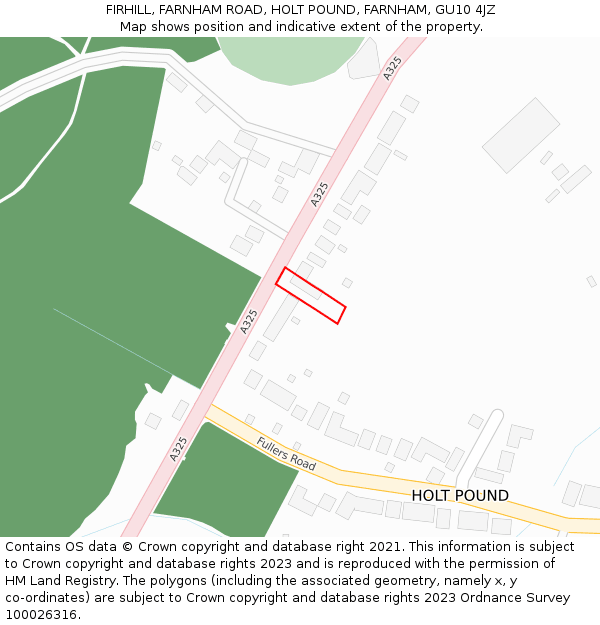 FIRHILL, FARNHAM ROAD, HOLT POUND, FARNHAM, GU10 4JZ: Location map and indicative extent of plot