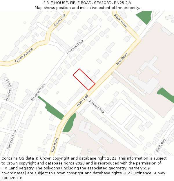 FIRLE HOUSE, FIRLE ROAD, SEAFORD, BN25 2JA: Location map and indicative extent of plot