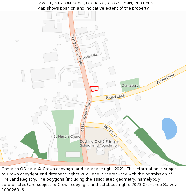 FITZWELL, STATION ROAD, DOCKING, KING'S LYNN, PE31 8LS: Location map and indicative extent of plot