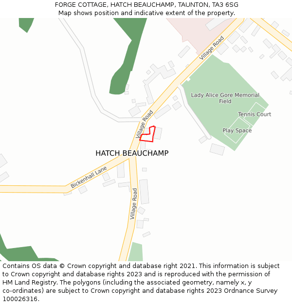 FORGE COTTAGE, HATCH BEAUCHAMP, TAUNTON, TA3 6SG: Location map and indicative extent of plot