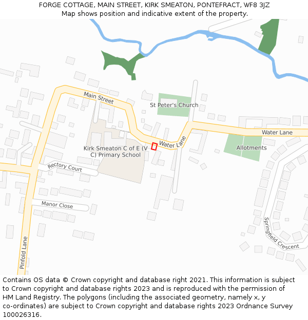 FORGE COTTAGE, MAIN STREET, KIRK SMEATON, PONTEFRACT, WF8 3JZ: Location map and indicative extent of plot