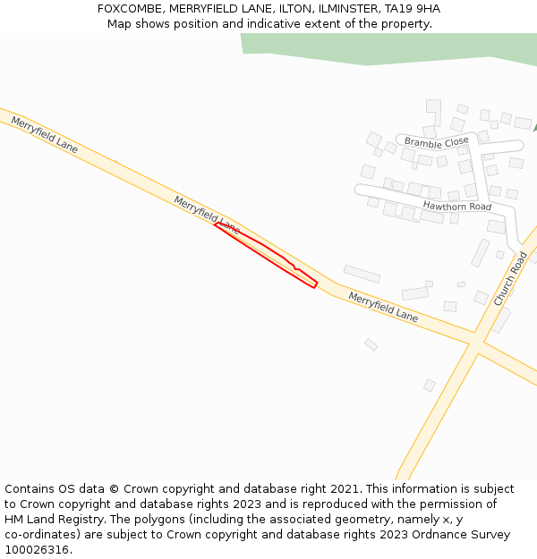 FOXCOMBE, MERRYFIELD LANE, ILTON, ILMINSTER, TA19 9HA: Location map and indicative extent of plot