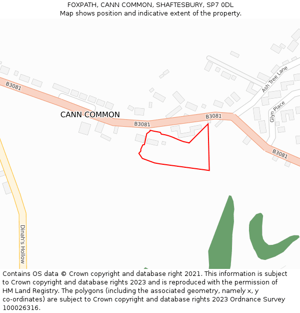 FOXPATH, CANN COMMON, SHAFTESBURY, SP7 0DL: Location map and indicative extent of plot