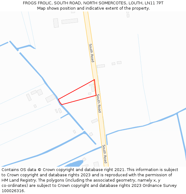 FROGS FROLIC, SOUTH ROAD, NORTH SOMERCOTES, LOUTH, LN11 7PT: Location map and indicative extent of plot