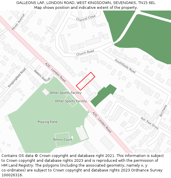 GALLEONS LAP, LONDON ROAD, WEST KINGSDOWN, SEVENOAKS, TN15 6EL: Location map and indicative extent of plot