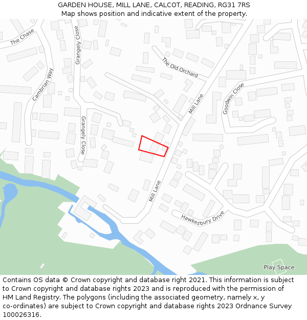 GARDEN HOUSE, MILL LANE, CALCOT, READING, RG31 7RS: Location map and indicative extent of plot