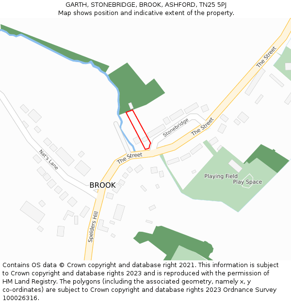 GARTH, STONEBRIDGE, BROOK, ASHFORD, TN25 5PJ: Location map and indicative extent of plot