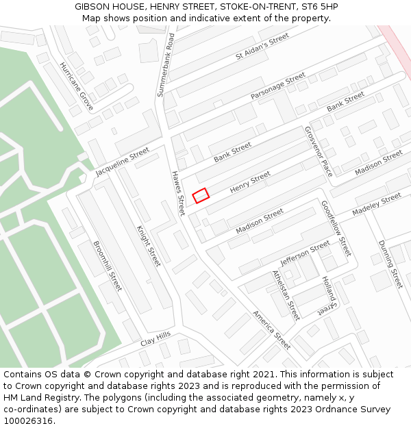 GIBSON HOUSE, HENRY STREET, STOKE-ON-TRENT, ST6 5HP: Location map and indicative extent of plot